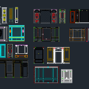 欧式墙板CAD图库,多样式墙板CAD图纸下载