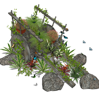 现代风格盆栽sketchup模型下载