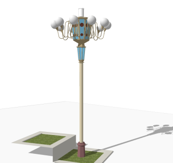 欧式造型路灯草图大师模型，造型路灯sketchup模型下载
