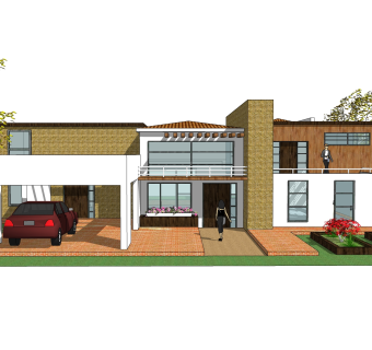 现代风格别墅草图大师模型下载，别墅SKP模型下载