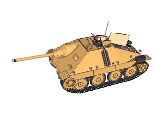 德国hetzer追<em>猎</em>者坦克草图大师模型，坦克SU模型下载