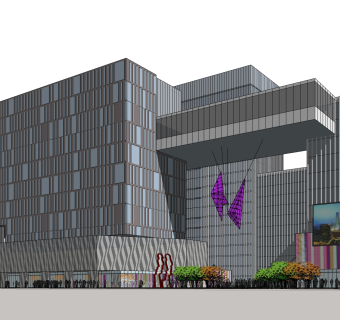 现代商业广场草图大师模型，商业综合体sketchup模型免费下载