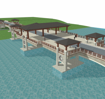 中式景观桥草图大师模型，景观桥sketchup模型免费下载