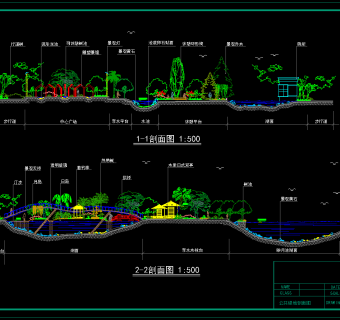 原创城市绿地景观CAD素材，绿地景观CAD图纸下载
