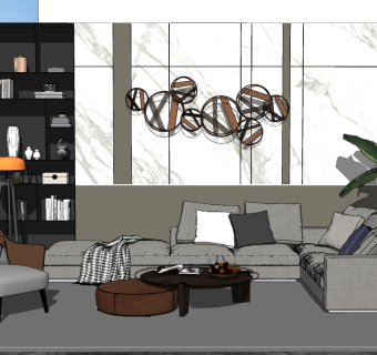 简欧轻奢布艺沙发草图大师模型，沙发sketchup模型下载