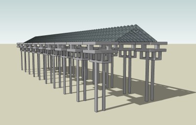 现代廊架草图大师模型，廊架sketchup模型下载