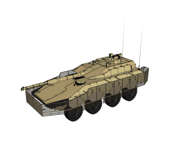 现代VCR轮式步兵战车sketchup模型，步兵战车草图大师模型下载