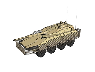 现代VCR轮式步兵战车sketchup模型，步兵战车草图大师模型下载