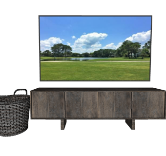 现代电视柜藤编篮sketchup模型下载