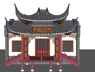 中式戏楼草图大师模型下载、中式戏楼su模型下载