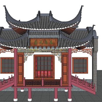 中式戏楼草图大师模型下载、中式戏楼su模型下载