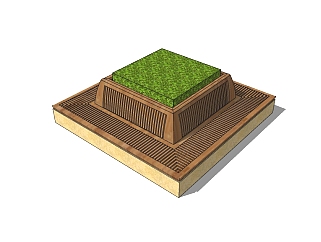 现代方形树池sketchup模型下载，树池坐凳skb模型分享