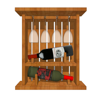 现代实木酒架草图大师模型下载，酒架su模型