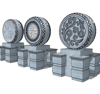 抱鼓石sketchup模型下载，抱鼓石草图大师模型