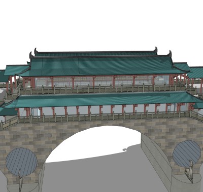 中式寺庙草图大师模型，寺庙SKP模型下载