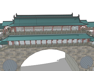 中式寺庙草图大师模型，寺庙SKP模型下载