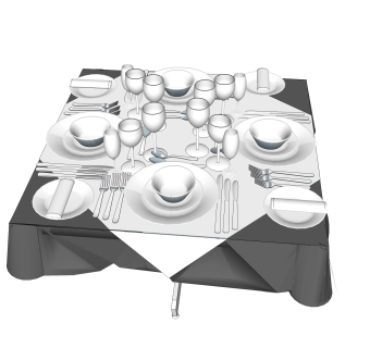 餐具草图大师模型，餐具SU模型下载