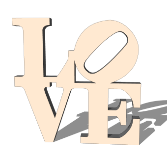 现代love字母墙饰su模型,摆件草图大师模型下载