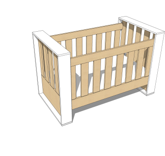 简欧婴儿床草图大师模型，婴儿床skb文件下载