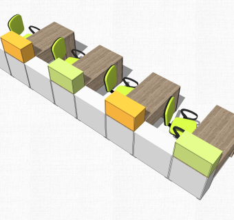 现代隔断办工桌草图大师模型，办工桌sketchup模型下载