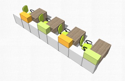 现代隔断办工桌草图大师模型，办工桌sketchup模型下载