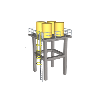 现代工业水塔sketchup模型，水塔草图大师模型下载