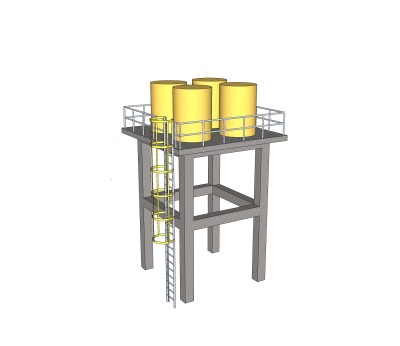 现代工业水塔sketchup模型，水塔草图大师模型下载