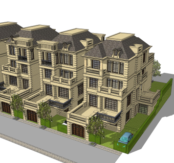 欧式别墅su模型下载、欧式别墅草图大师模型下载