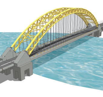 现代桥梁草图大师模型下载，sketchup桥梁su模型分享