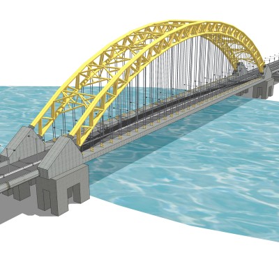 现代桥梁草图大师模型下载，sketchup桥梁su模型分享