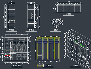 板式家具CAD施工图，衣柜橱柜CAD图库