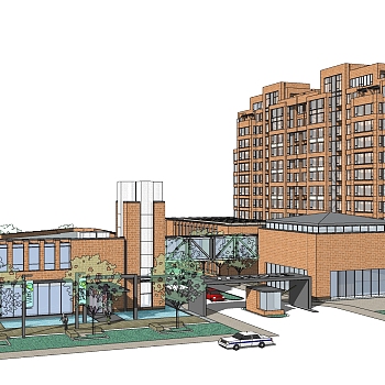 现代售楼处建筑方案草图大师模型，售楼部建筑sketchup模型免费下载