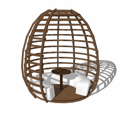 现代户外藤编休闲椅草图大师模型，户外椅sketchup模型下载