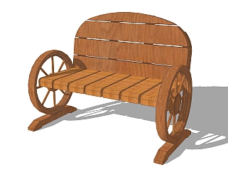 中式<em>车轮</em>公用椅草图大师模型，公用椅su模型下载
