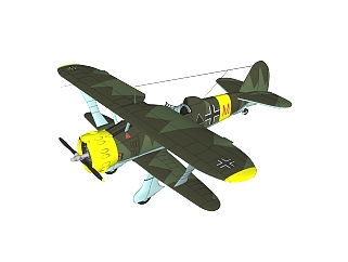 德国亨舍尔Hs-123攻击机草图大师模型，攻击机sketchup模型下载