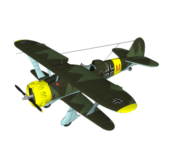 德国亨舍尔Hs-123攻击机草图大师模型，攻击机sketchup模型下载