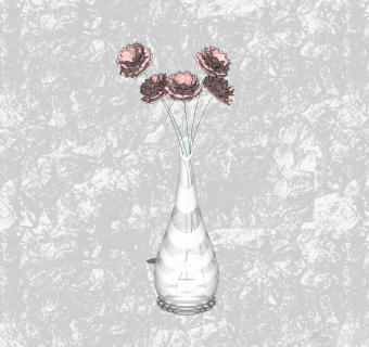 玫瑰花瓶插花su模型，花艺草图大师模型下载