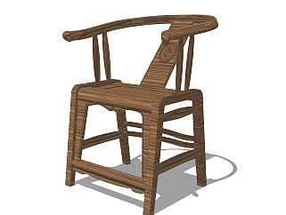 中式单椅免费草图大师模型，单椅sketchup模型下载