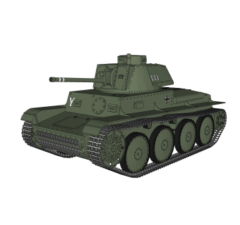 德国PzKpfw-38T坦克草图大师模型，坦克sketchup模型下载