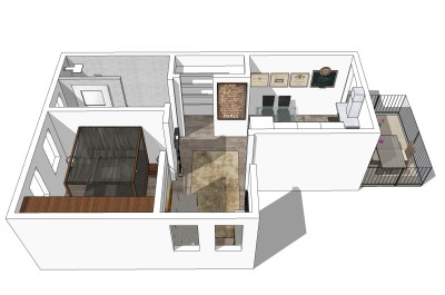  现代风格家装草图大师模型，家装sketchup模型下载