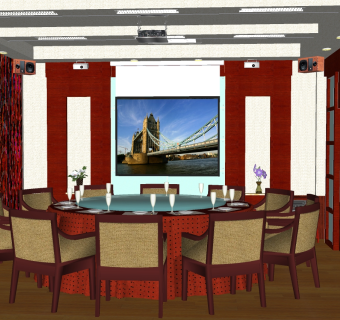 现代酒店包间草图大师模型下载、酒店包间su模型下载