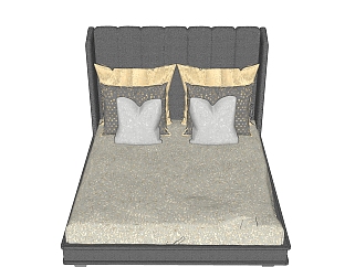 现代简约<em>沙发床</em>草图大师模型，双人床SKP模型下载