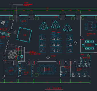 整层办公室装修施工图，CAD建筑图纸免费下载