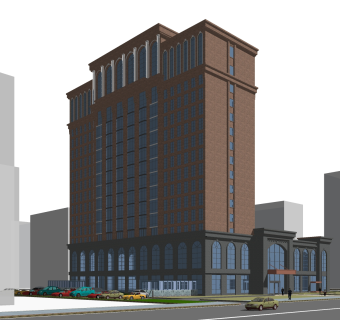 现代办公楼外观草图大师模型，办公楼外观sketchup模型免费下载