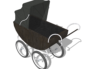 现代婴儿手推车模型，<em>婴儿车</em>su模型下载