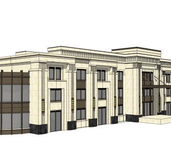 欧式售楼处建筑方案草图大师模型，售楼部建筑sketchup模型免费下载