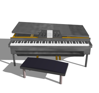 现代钢琴草图大师模型，钢琴SKB文件下载