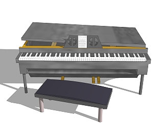 <em>现代钢琴</em>草图大师模型，钢琴SKB文件下载