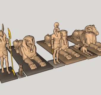 古罗马人兽雕塑su模型、雕塑草图大师模型
