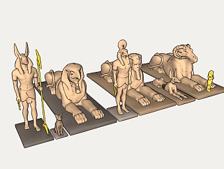 古罗马人<em>兽</em>雕塑su模型、雕塑草图大师模型